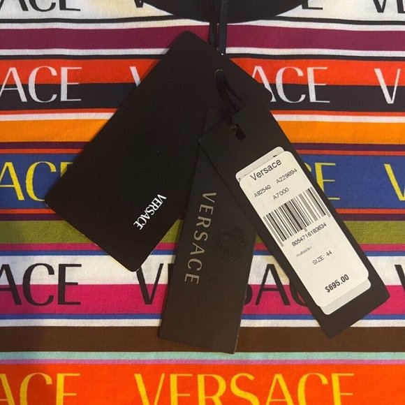 Authentic Versace Multicolor Logo T-Shirt Designer 42 MSRP $695 NEW w/ TAGS - Picture 8 of 10
